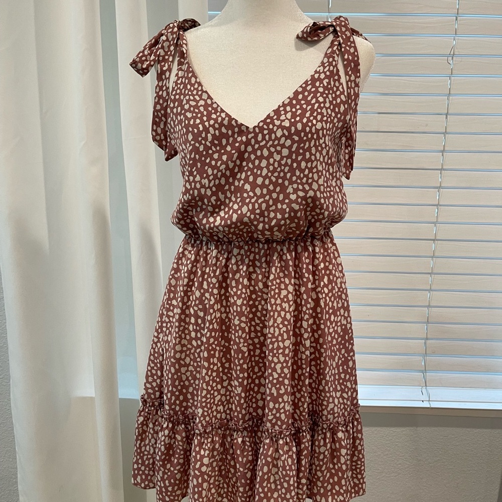 SHEIN Brown Polka Dot Dress